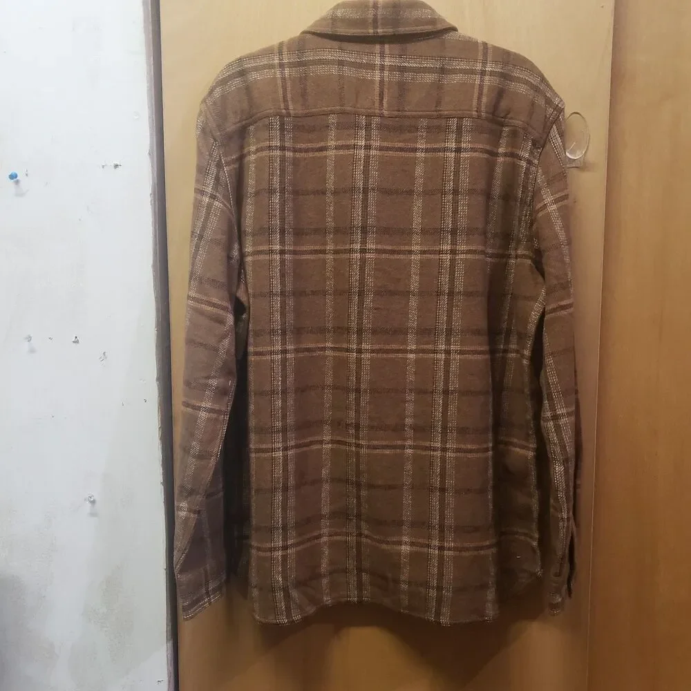 NWT Paige Seymore Overshirt Men's Rustic Plaid Light Brown Size Large #ABC